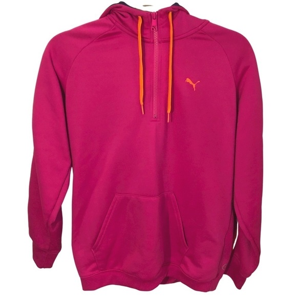 Puma Women’s Pink and Orange 1/4 zip hoodie Size Medium - Picture 1 of 3